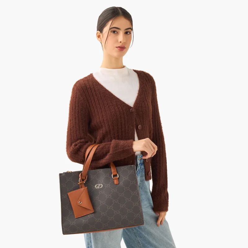 Sasha Monogram Print Tote Bag for Women
